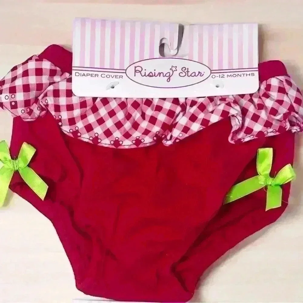 2 NEW Baby Girl Boutique Diaper Covers Strawberry & Bumblebee Design 0-12 Mon.